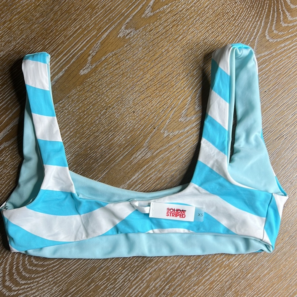 Solid & Striped Reversible Stripe/Solid Blue Biki… - image 4